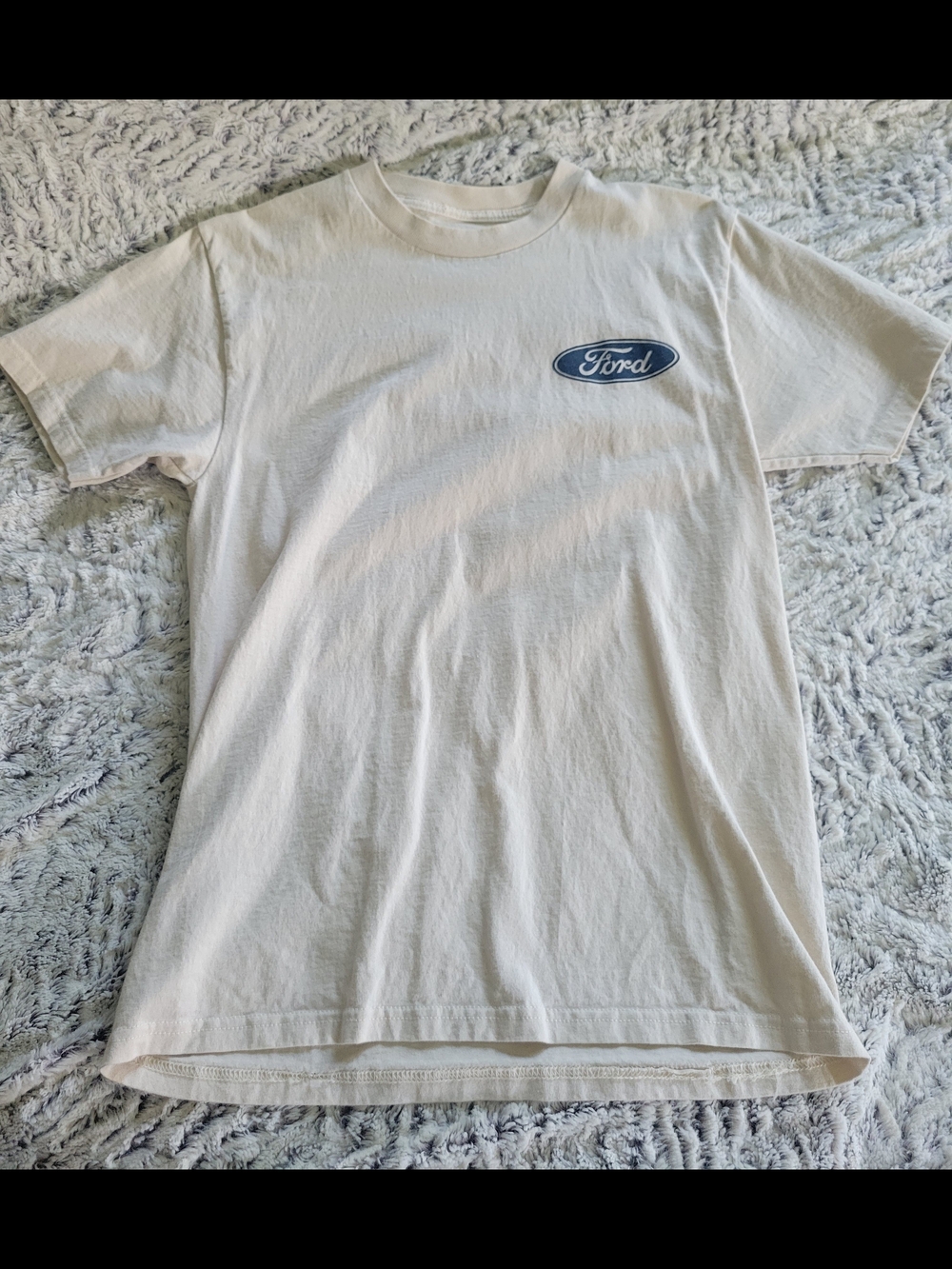 Ford Cream Short Sleeve Tee with Blue Logo